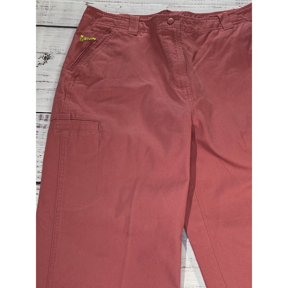 L.L.Bean Pants Women 16 Rose Pink Cargo Straight Leg Cotton Canvas Utility 0YQ78 - Picture 3 of 9